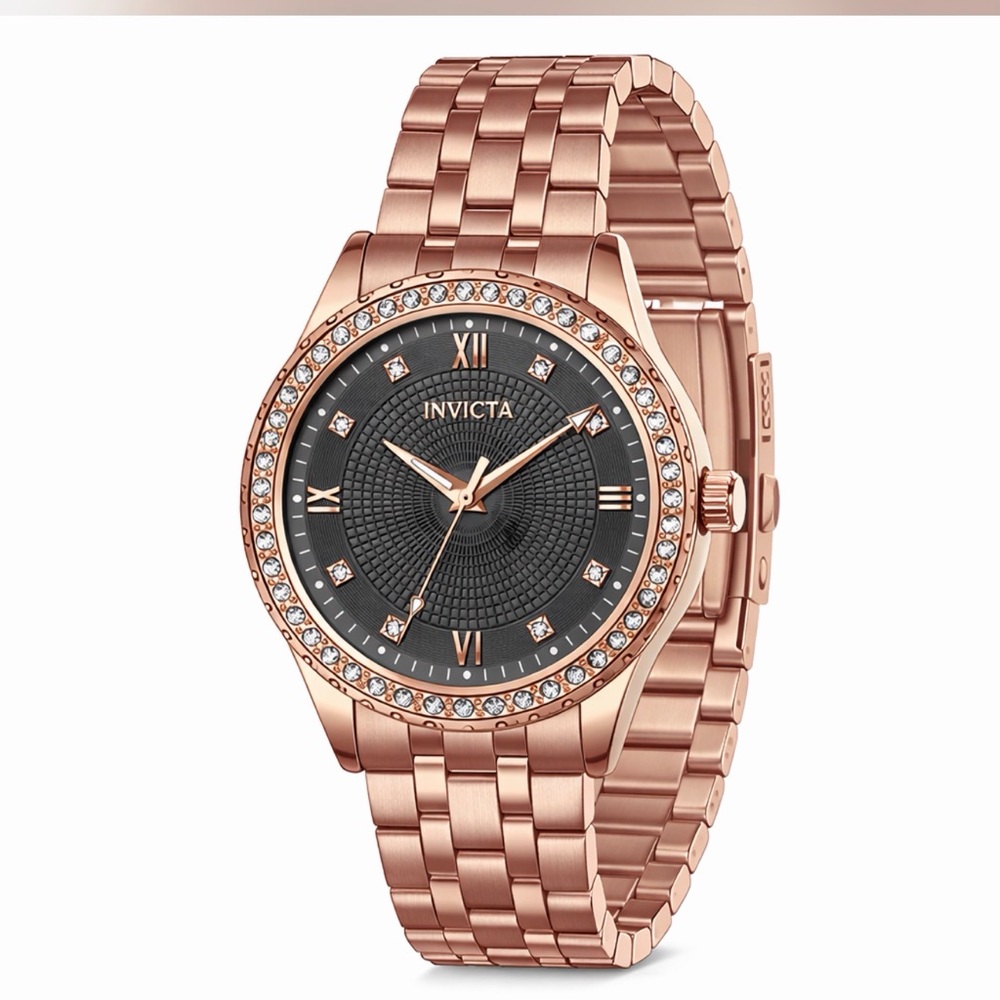 Invicta Wildflower Rose Gold Watch with Black Dial 33mm